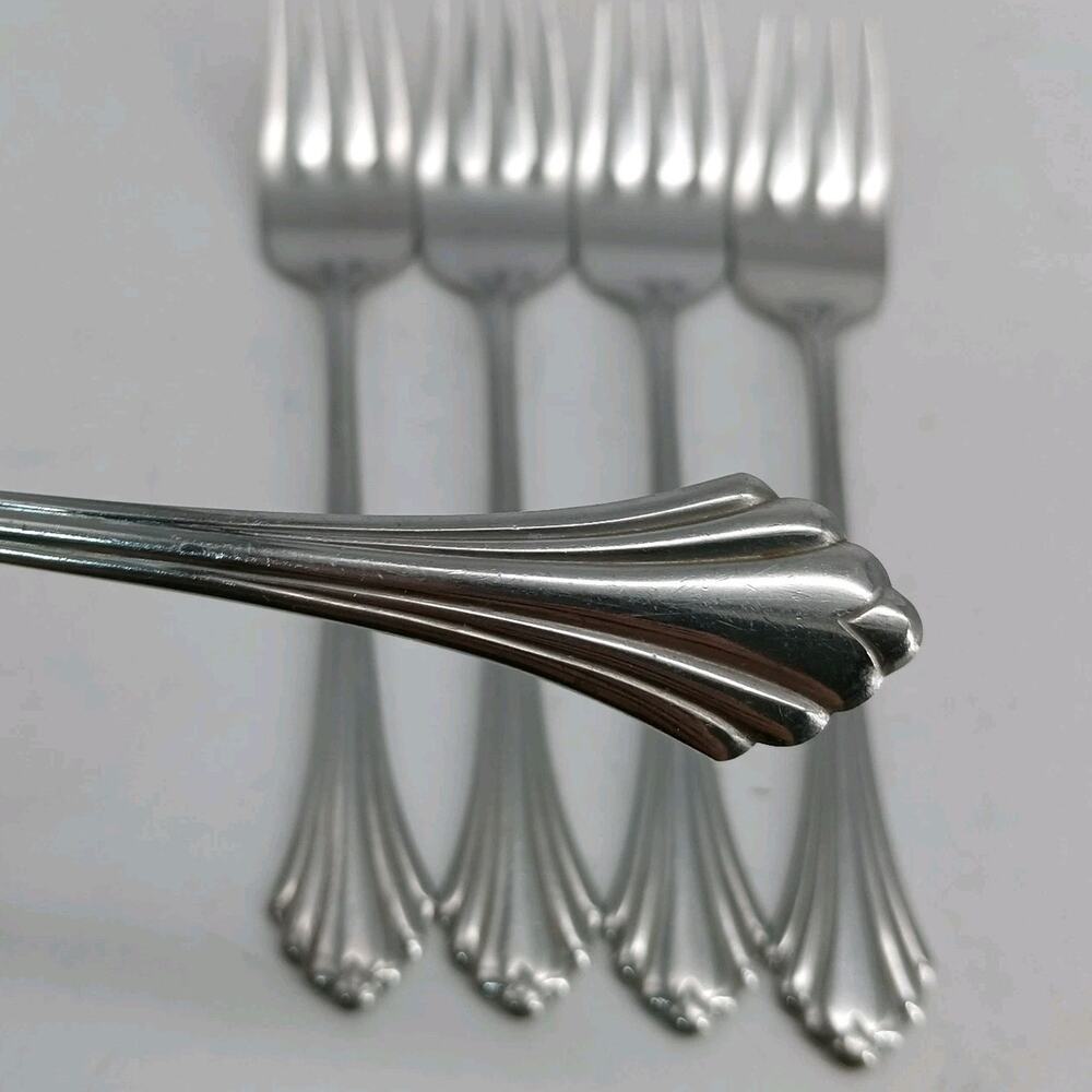 5X SF Oneida Bancroft Salad Forks Glossy Stainless Steel Flatware
